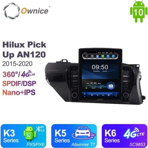 Ownice Android 10.0 Car Radio for Toyota Hilux Pick Up AN120 2015 - 2020 GPS 2 Din Auto Audio System Player 4G LTE Tesla Style