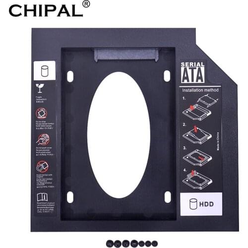 CHIPAL Plastic 2nd Second HDD Caddy 9.5mm SATA 3.0 Optibay 2.5'' 2TB SSD DVD Hard Disk Driver CD-ROM Adapter Case Enclosure Box