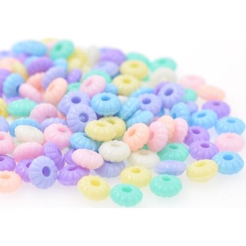 Spring Color 8*4mm 100pcs Flat Round Large Hole Spacer Beads Loose Acrylic Beads for Jewelry Makeing Handcraft Wholesale