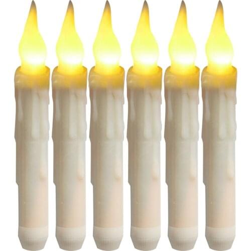6pcs Candlesticks Flameless Lamp LED Taper Candles Flickering Flameless Window Birthday Romantic Warm White