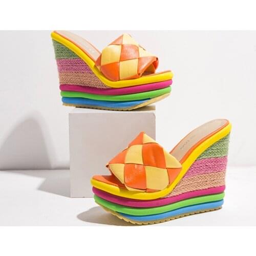 Woman Summer Sexy Wedge Sandals Platform Ladies High Heels Shoes Women Fashion Straw Buckle Open Toe Casual Female Sandalias