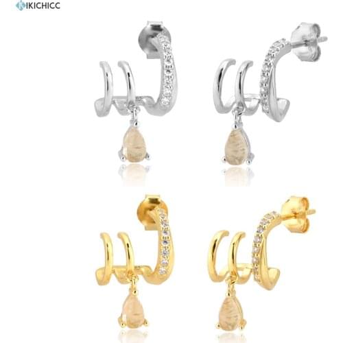 Kikichicc 925 Sterling Silver Triple Circle Zircon CZ Hoops Piercing Pendientes Ohrringe Women Fashion Fine Jewelry 2020