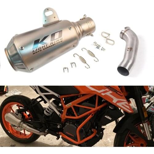 Motorcycle Exhaust Mid Link Pipe Connecting Tube Slip On 51mm Muffler Tips Escape Modified For Duke 125 250 390 RC390 2017-2020