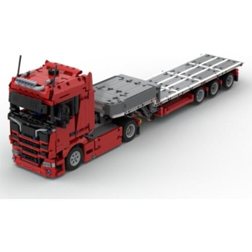 2021 NEW technology building block MOC Scaniains truck and trailer assembly toy boy birthday gift model
