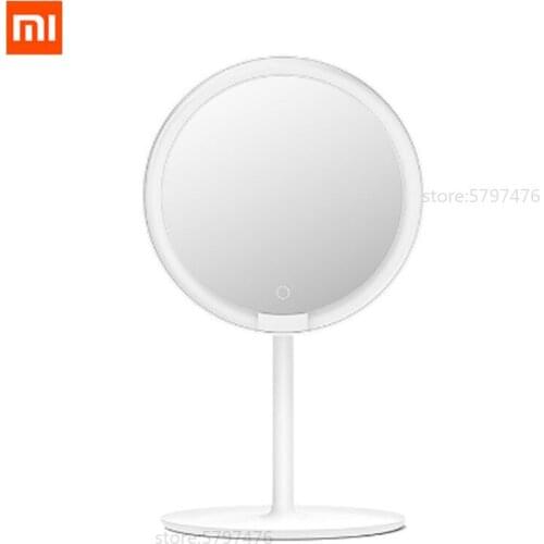 Xiaomi Mijia LED Makeup Mirror Wireless Portable Type-c Rechargeable Lighted Desktop Mirror Makeup Lamp Table Lamp Mirror