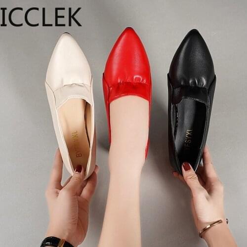 Women Loafers Genuine Leather Flats Heels Pointed Toe Soft Solid Sandals Platform Ladies Shoes Zapatos De Mujer