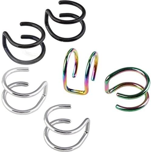 1pcs Titanium Steel U-shaped Double Ring Ear Clip U-shaped Ear Korean Clip Earrings European New C Earrings For Women Men 2020