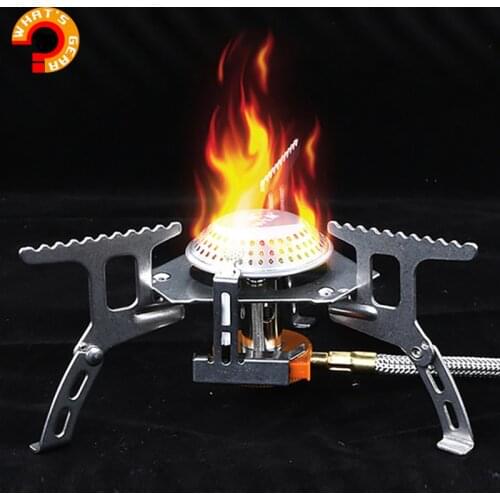 Windproof Portable Backpacking Stove with Piezo Ignition, 3500W Strong Firepower Lightweight Outdoor Camping Stove Propane Butan