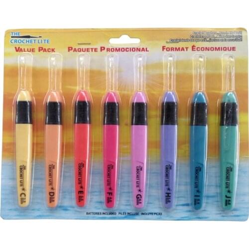 DONYAMY 8 Pcs Plastic Handle Knitting Needles Crochet Hook With Led DIY Sewing Tools 2.5~6.5 mm