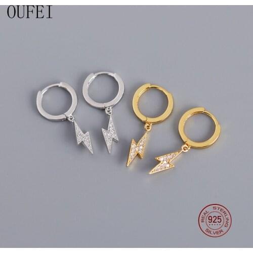 OUFEI Womens Earrings 925 Sterling Silver Lightning Drop Earrings Fashion Style Girlfriend Glamour Earrings Fashion Jewelry