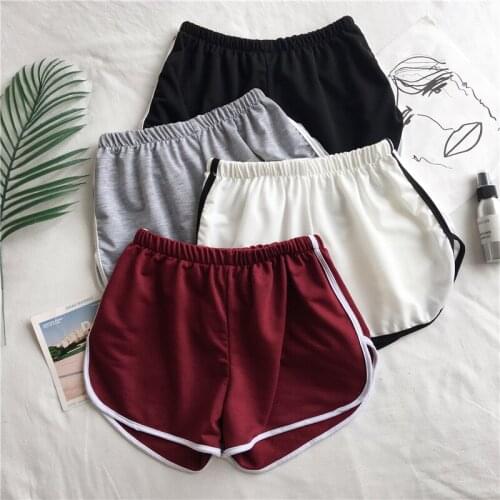 Casual Shorts Women Summer 2020 Korean Style Side Striped Wide Leg Elasic Waist Short Pants Black White Red short femme B335