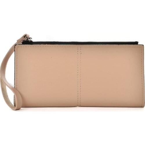 Zipper Women Leather Slim Long Wallet Female Purse Clutch Thin Wristlet Phone Coin Credit Card Holder Solid VKP1503