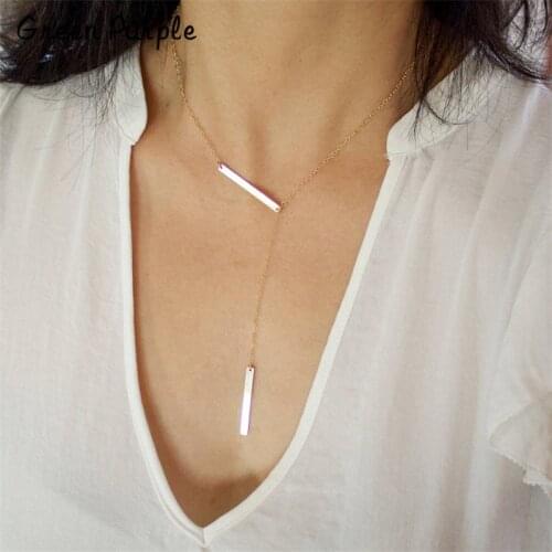 Gold Wrap Long Bar Necklace Handmade Gold Chocker Name Letter Jewelry Boho Pendants Bijoux Collier Femme Kolye Collares