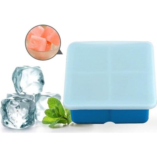 1/2Pcs 4-Grid Silicone Ice Cube Trays With Lid Creative Food-Grade Silicone Mold For Bars Kitchens Beverage Liquid Bingge