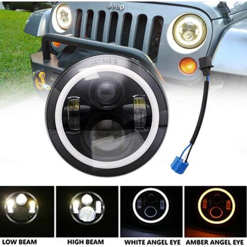 1PC 7Inch LED Headlamps with Halo Ring Amber Turn Signal For lada niva 4 x 4 suzuki samurai 7" inch Halo Headlights For VAZ 2101