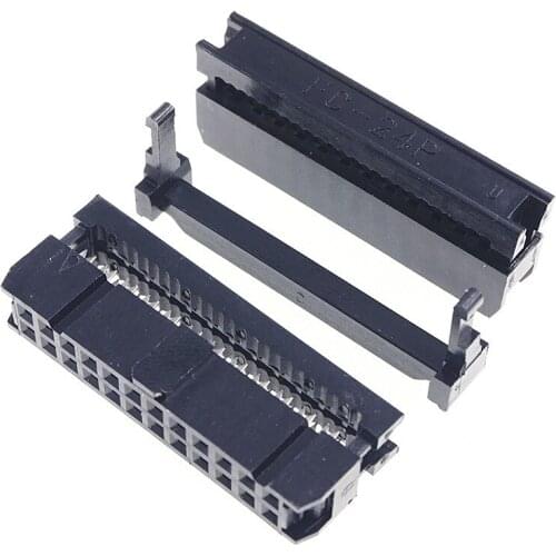 10 Pcs 0.100" 2.54mm 24 Pin dual Row IDC Connector 2 rows Rectangular Female Socket Receptacle Ribbon Cable FC-24