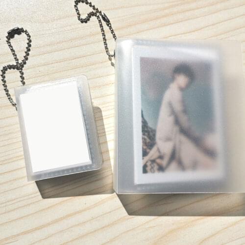 2/3 Inch Transparent Mini Photo Album with Chain Cute Frosted Photo Sticker & Name Card Holder Key Ring Bag Pendant For Keychain