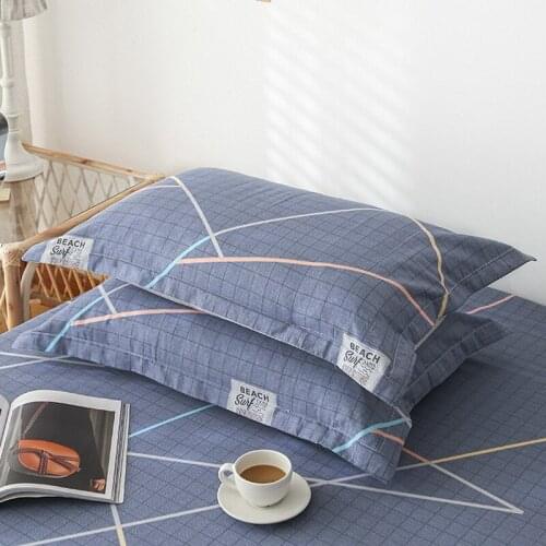 2PC 100% Cotton Twill Lattice Soft Letter Pillow Case Cover 48cmx74cm Pillowcase Decorative Bedding Bedroom Home Hotel Use