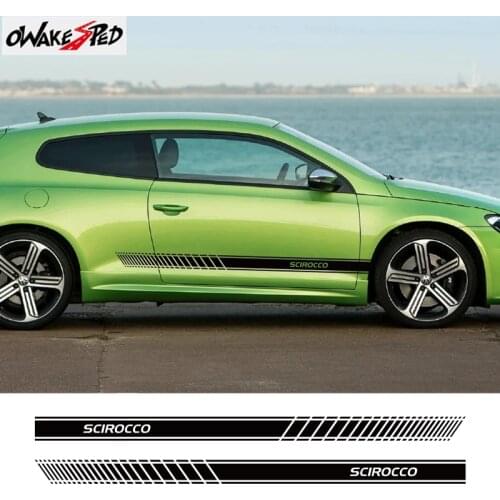 2pcs Car Styling Body Decoration Sticker Auto Side Stripes Skirt Sticker Car Gadget Vinyl Decals For-Volkswagen Scirocco