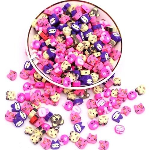 30pcs Mix Colorful Cat 10mm Polymer Soft Pottery Middle Hole Bead Bracelet Necklace Decoration DIY Clothing Jewelry Accessories