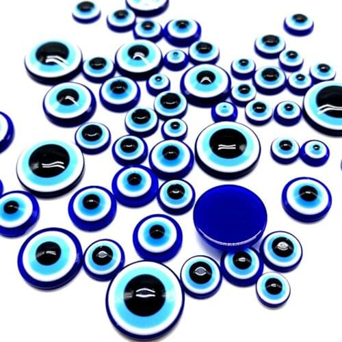 6/8/10/12/14MM Resin Flat Beads Oval Shape Evil Eye Beads For Jewelry Making DIY Charms Bracelets Earring Pendant(No Hole )