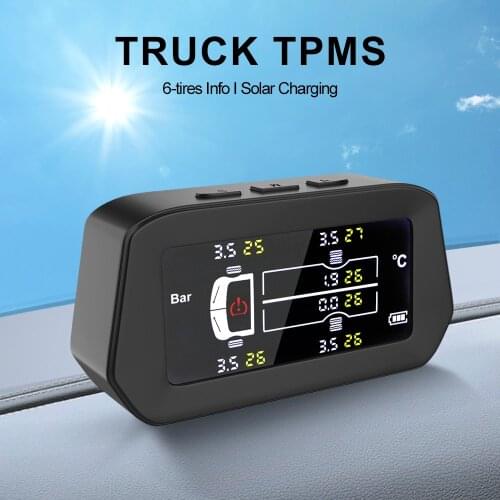 6 Tires Car TPMS Tyre Pressure Monitoring System Freight Car Security Alarm Systems Digital LCD Display Light Truck