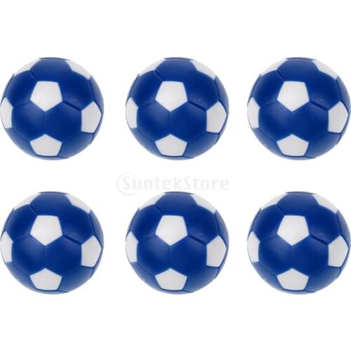6 Pack 36mm Blue and White Table Soccer Foosballs Mini Soccer Balls Replacement Balls for Tabletop Game
