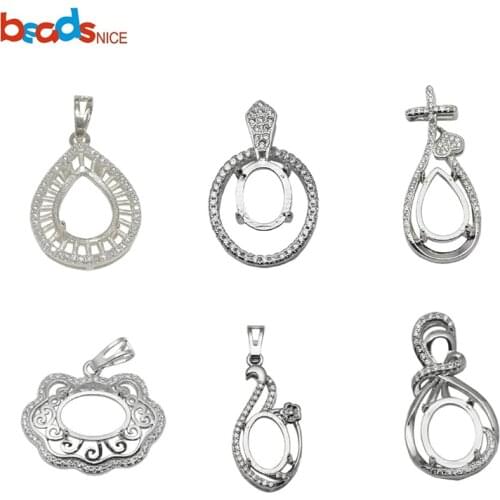 Beadsnice Sterling Silver Zircon Pendant Setting Pendant Base Diy Jewelry Making Handmade Jewelry 34058