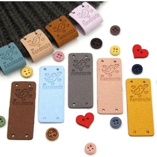 20Pcs Bird Hang Tags For Handmade Label For Clothing Cartoon Animal Leather Label DIY Hat Hand Made Label Garment Accessories
