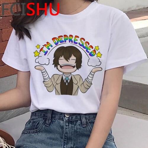 Bungou Stray Dogs t shirt male white t shirt japanese couple summer top harajuku kawaii