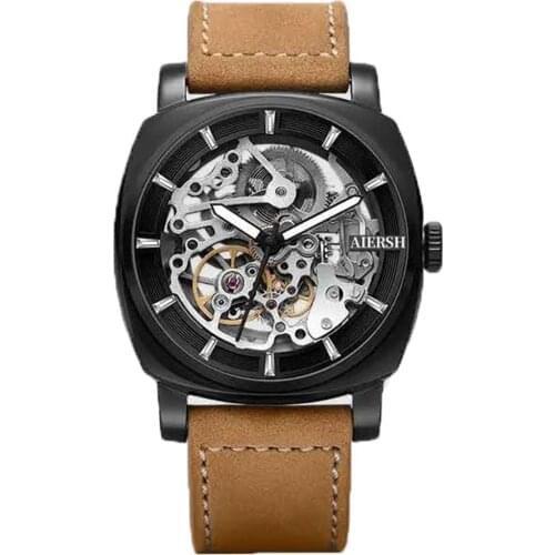 Vintage Punk Skeleton Sports Watch Men Automatic Mechanical Watch Luxury 41mm Military Wrsitwatches Mens Sapphire Luminous Clock