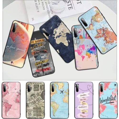 World Map Travel Plans Black Rubber Mobile Phone Case Cover For Samsung Galaxy S9 S10 S20 S21 S30 Plus Ultra S10e S7 S8