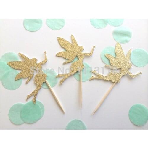 Cheap Gold Glitter FAIRY Cupcake Toppers. Birthday Cupcake Topper. Cupcake Decoration. Secret Garden Party