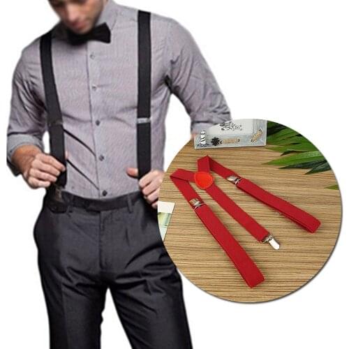 Hot Sale Suspenders For Men Women 2.5CM Wide Fashion Adjustable Clip-on Y-Back Elastic Black Red Grey Pant Braces