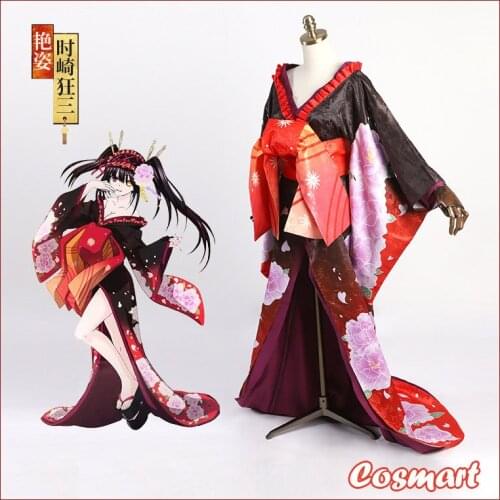 Anime Date A Live Tokisaki Kurumi Oiran Bathrobe Japanese Gorgeous Elegant Kimono Uniform Cosplay Costume Halloween Suit For