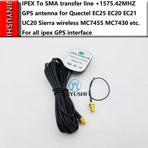 IPEX To SMA transfer line+1575.42MHZ SMA GPS antenna for Quectel EC25 EC20 EC21 UC20 MC7455 MC7430 For all ipex GPS interface