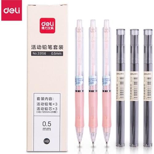 Deli Pencil 0.5mm HB Lead Automatic Pencil Writing Tool School Supplies Mechanical Pencil 0.5mm Pencils For School Stationery