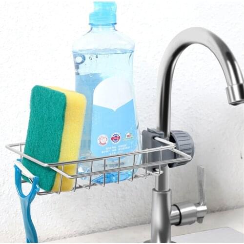 Soap Sponge Stainless Rag Pool Steel Basket Rack Shelf Organizer Drainer Adjustable Dry Kitchen Storage Towel Dishcloth Faucet