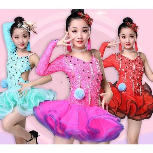 New Latin costume Child Girl Latin dance skirt Girl Performance Summer Latin dance costume