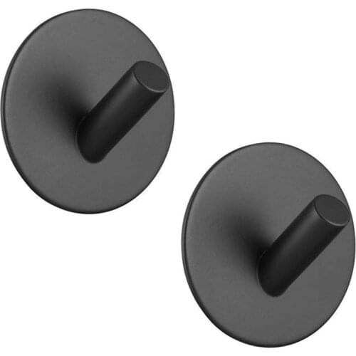 Sticky hook, self-adhesive black wall-mounted hook for key robe towel, stainless steel hook, no drill, no screw, waterproof, s