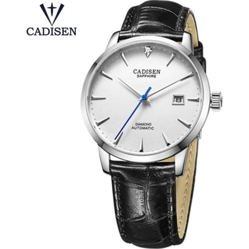 CADISEN Men Watches Automatic Mechanical Wrist Watch MIYOTA 9015 Top Brand Luxury Real Diamond Watch Curved Sapphire Glass Clock