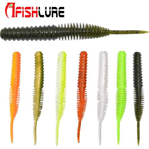 Afishlure Soft Lure Fishing Baits Maggots 100mm 4.5g Artificial Bait Worms Texas Rig
