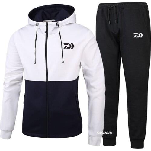 Daiwa Autumn Winter 2020 Fishing Suit Cotton Outdoor Camping Hiking Sport Set Patchwork Clothes Fishing Hoodies Pants Suit