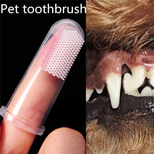 Finger Toothbrush for Pet Brush Bad Breath Tartar Teeth Tool Latex fingertip toothbrush Dog Cat Cleaning Supplies 1pc