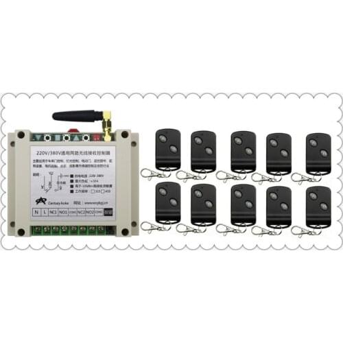 AC220V 250V 380V 30A 2CHRF Wireless Remote Control Switch Transmitter with Two-button Receiver for Appliances Gate Garage Door