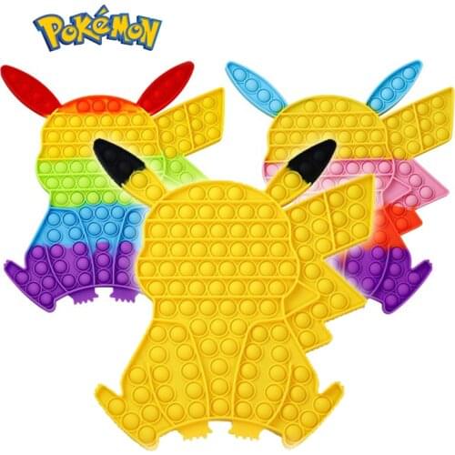 New Pikachu Pokemon Go Anime Figures Anti Stress Push Bubble Fidget Toys Antistress Reliever Kids Kawaii Simple Dimple Figets
