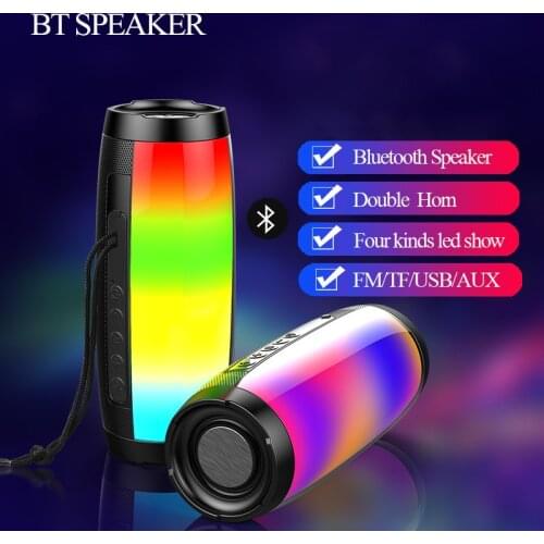 TG157 Bluetooth Speaker Portable Loudspeaker Column Wireless FM Radio Bass Stereo Waterproof With LED Lights Audio Microphone