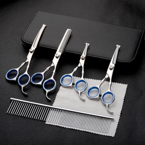 Professional Pet Grooming Scissors Set 4CR Stainless Steel Safety Round Tip Scissors for Dog