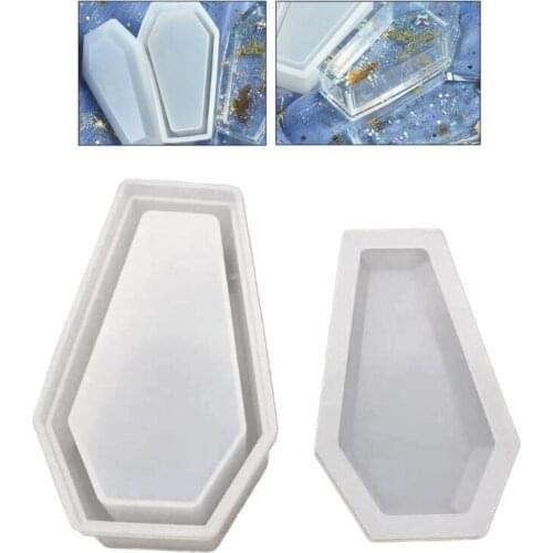 Resin Crystal Epoxy Mold Coffin Trinket Box Silicone Mould Halloween Gothic Container DIY Crafts Making Tools