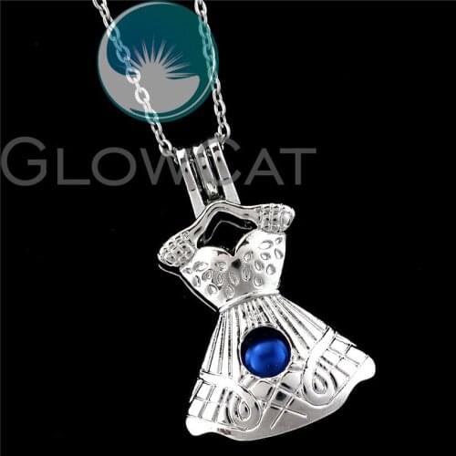 R-K881 Women Dress Stones Beads Cage Essential Oil Diffuser Aroma Locket Necklace Lovers Girl Party Gift